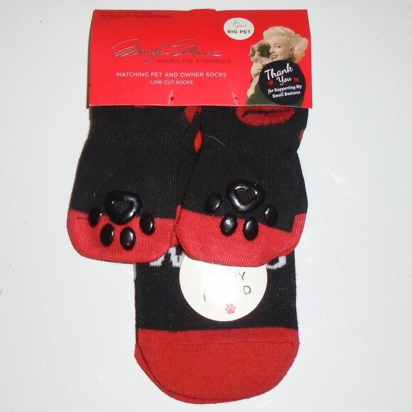 NEW MARILYN MONROE OWNER LOW CUT AND BIG PET DOG MATCHING SOCK SET KISS LIPS - Picture 1 of 6